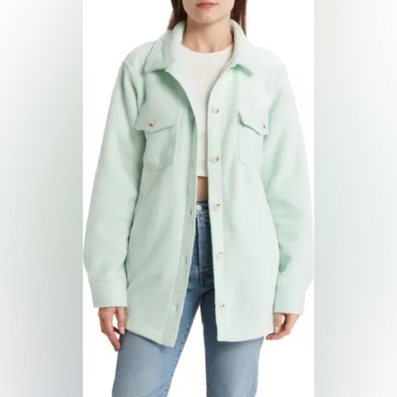 THREAD & SUPPLY Polar Fleece Shacket Light Sage NEW - Picture 1 of 10